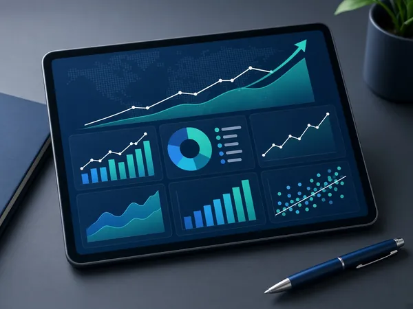 Tablet showing growth charts for the analytics and growth course